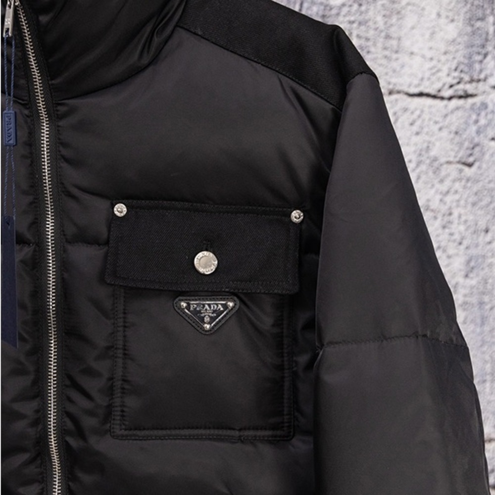 Parda Stand-Up Collar Patchwork Down Jacket - image 6